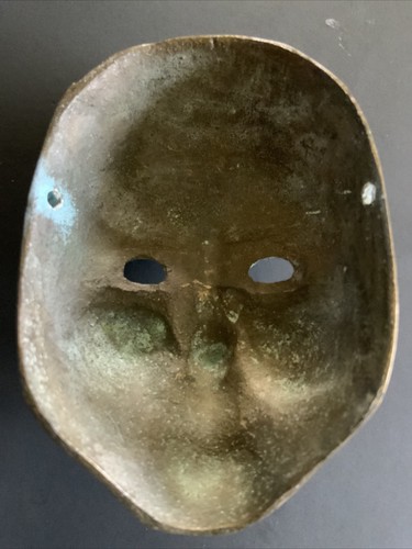 Miniature Vintage Brass Clown Acting Harlequin Mask 3” - 第 2/4 張圖片
