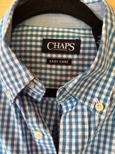 Chaps Blue & White Checks Long Sleeve Performance Dress Shirt 👔 Small Nice