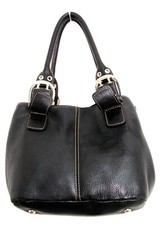 Tignanello SOFT BLACK GENUINE LEATHER MEDIUM TOTE TOP HANDLE HANDBAG PURSE Z6