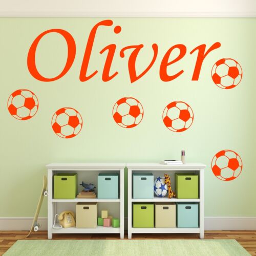FOOTBALL Wall Sticker ANY NAME Boys Girls Bedroom Vinyl Decal Transfer - Picture 18 of 25