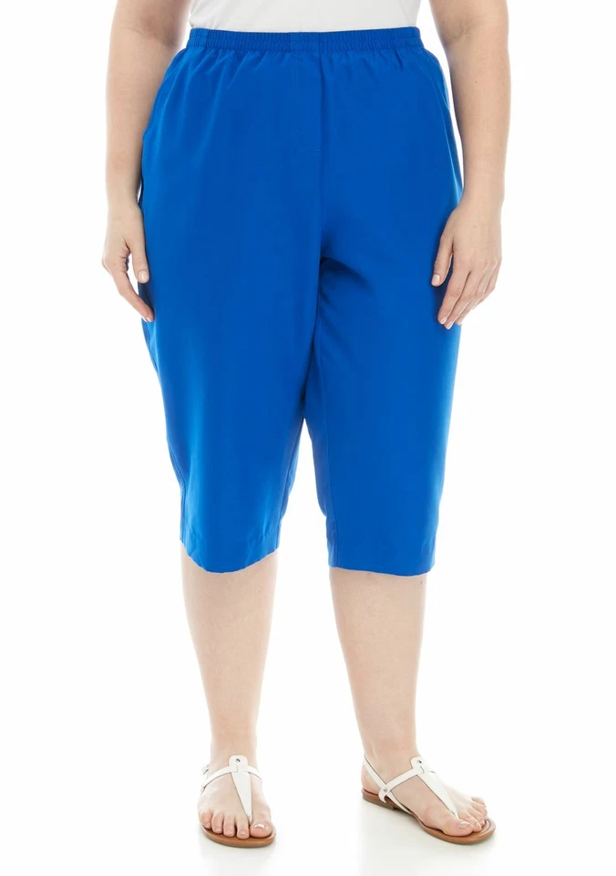 Jack David Mujer Talla Grande Cintura Elástica Tirar de Microfibra Elástica Capri Foto 3 de 4