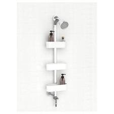 P. Nova Hanging 3 Tier Disassembled Plastic Shower Head Caddy, Aluminum Hooks