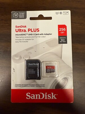 Brand New Sandisk Ultra Plus 256gb microSDXC UHS-I Card With Adapter