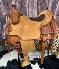New! 16" Custom made HR HAND TOOLED RANCH ROPER WESTERN SADDLE w/ 7" Gullet