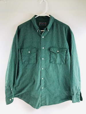 North Crest Shirt Men's Size XL? Green Check Button Down Long Slv Pocket Flaps