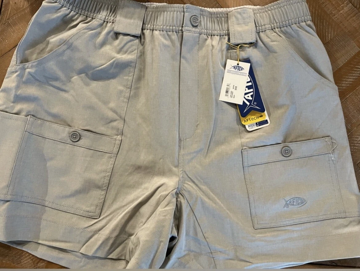Men’s New AFTCO Fishing Outdoor Shorts, Grey, Size 40