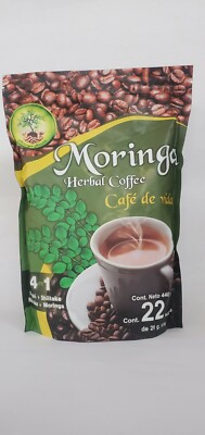 MORINGA HERBAL COFFEE  CAFÉ HERBAL CON MORINGA w/22 BAGS 440GRS CAFE DE VIDA