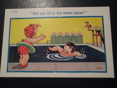 Comic Postkarte - ''Wir sind hier alle im Schwimmen!...'' Trow (unbespielt) 11993