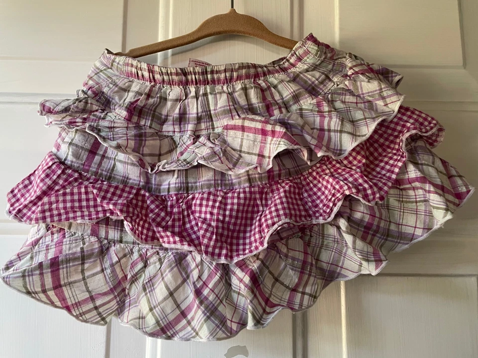 Sonoma Skirt Skort Girls 4T Pink Mid Rise Plaid Ruffle - Image 2 of 4