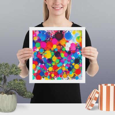 Framed poster Abstract Cosmos: ''Hypnotic Action Painting with Colorful Spheres''