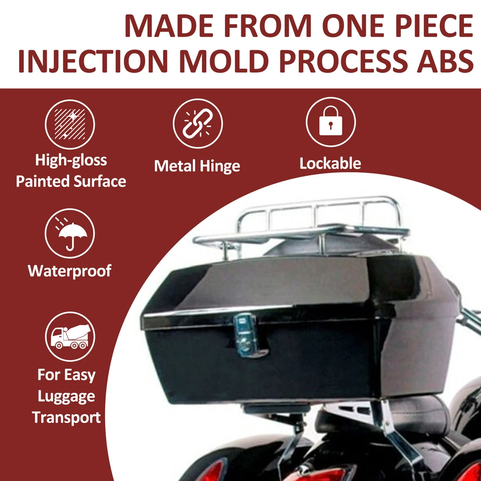 Motorcycle Tail Box Luggage trunk Top Luggage Rack For Harley Touring Softail - Image 2 of 4