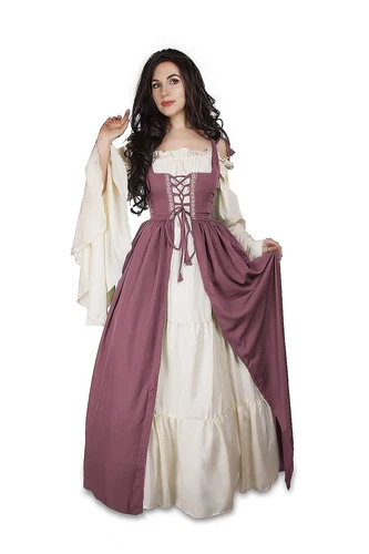 Women Medieval Gothic Maxi Dress 2 Piece Fancy Cosplay Costume Dresses Gown *- - Picture 7 of 26