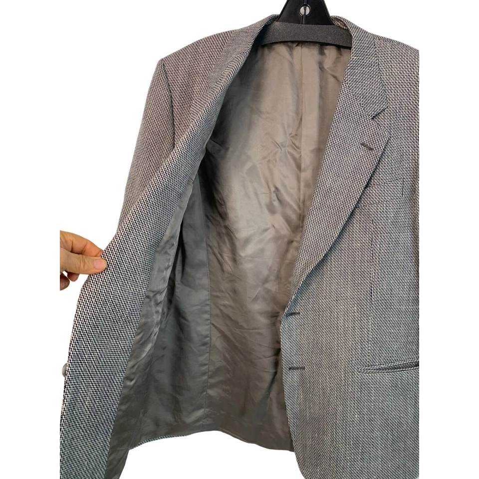 VTG 80s Valentino Uomo Men's Wool/Silk Blazer Jacket Check Italy Size 41S 7436 - image 2 of 4
