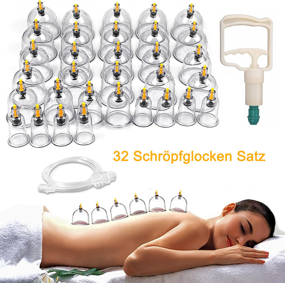 32 Stk Schröpfgläser Set Akupunktur Vakuummassage Schröpfen Tasse Vakuum Massage