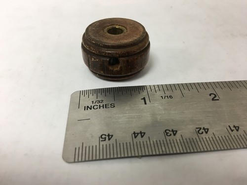 Vintage Small Round Banded Dark Brown Wooden Knob - Bild 3 von 3