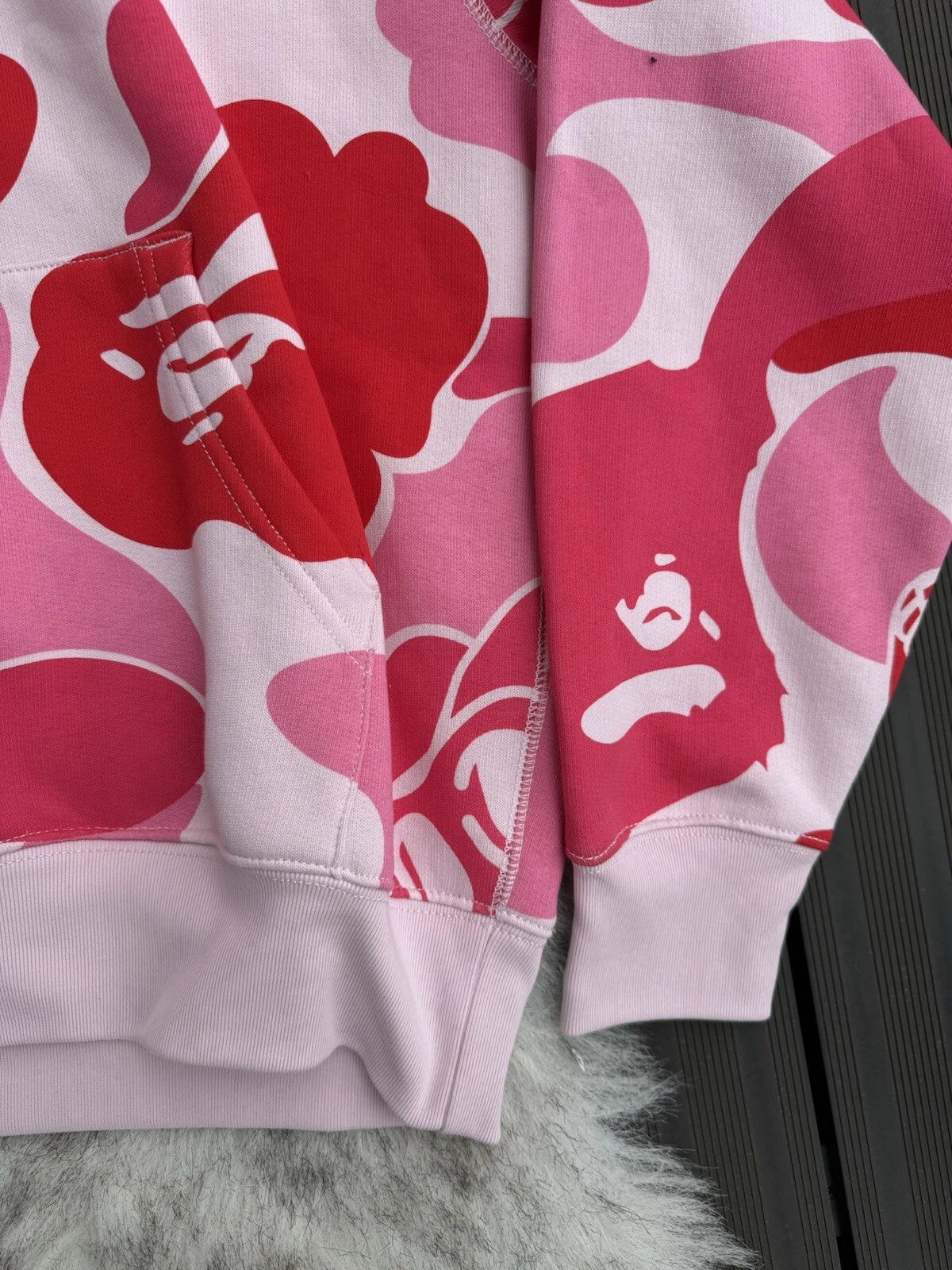 A BATHING APE (BAPE) Felpa con cappuccio BAPE X BAYC rosa piccola media XLarge scimmia annoiata yacht club mimetica