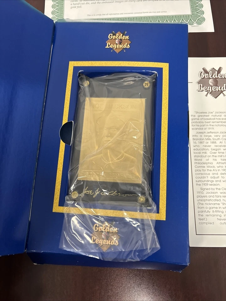 Tarjeta de Joe Jackson 1995 Golden Legends oro 22k en caja con certificado de autenticidad Foto 3 de 4