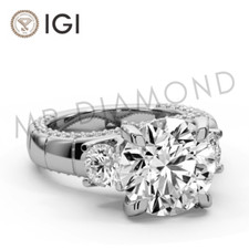 IGI 7.06 CT FVVS2 Round Cut Lab Grown Diamond Engagement Ring Platinum 900