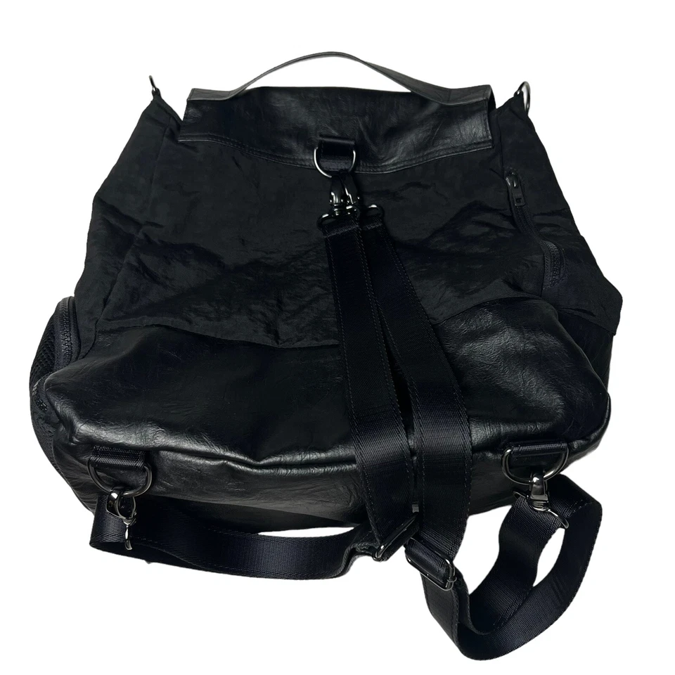 Lucy Active Nappa Canvas Like Black backpack convertible Crossbody Satchel Bag - Image 3 of 4