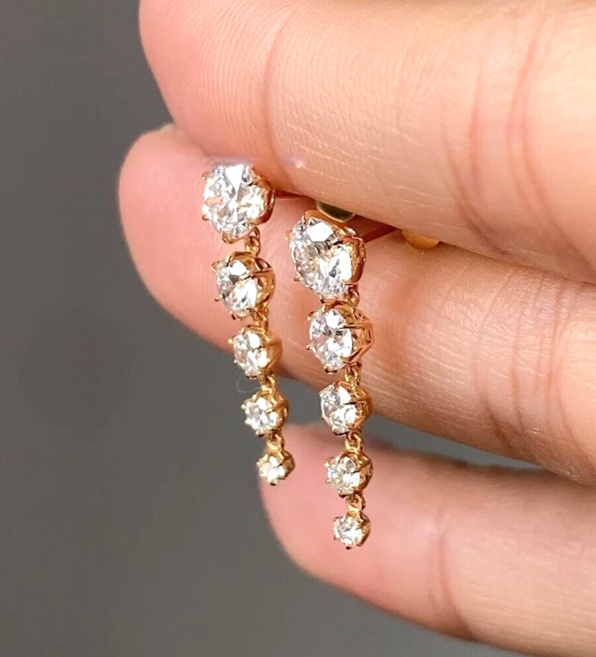 11.70 Ct Treated Certified Gorgeous Off White Diamond Dangler Earring.925 Silver - Image 2 of 4