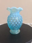 FENTON BLUE OPALESCENT HOBNAIL   SMALL  VASE
