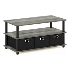 Maklaine Turn-N-Tube Engineered Wood Coffee Table in French Oak Gray/Black