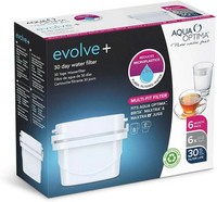 Aqua Optima 6 Pack Evolve+ 30 Day Water Filter Cartridges,Compatible with Maxtra