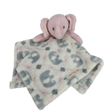 Blankets Beyond Pink Elephant Plush Lovey White Gray Security Blanket 14 Inch