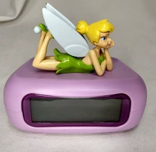Disney TINKERBELL Nightstand Figural Alarm Clock Digital push down snooze Works