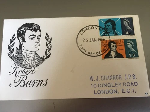 GB STAMPS RARE FIRST DAY COVER 1966 BURNS LONDON PHOSPHOR
