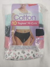Hanes Women's Breathable Cotton Tagless High Cuts Underwear 10 Pack Size M