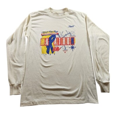 Vintage Detroit Free Press Marathon Shirt Mens Medium 1988 Long Sleeve Staff 80s