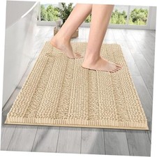 Thick Bathroom Rugs 24x16, Extra Soft Absorbent Chenille 24" x 16" Beige