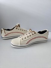 Keds Kickstart Baseball Stitch Canvas Sneakers Women s Size 6M Ivory Red NWOB