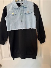 SHEIN Black and Light Blue Kids Hoodie Size 8Y