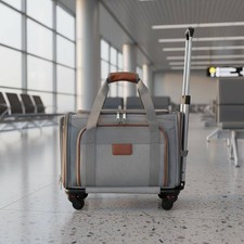 Soft Sided Pet Trolley Airline Approved Rolling Pet Carrier for Cat Owners