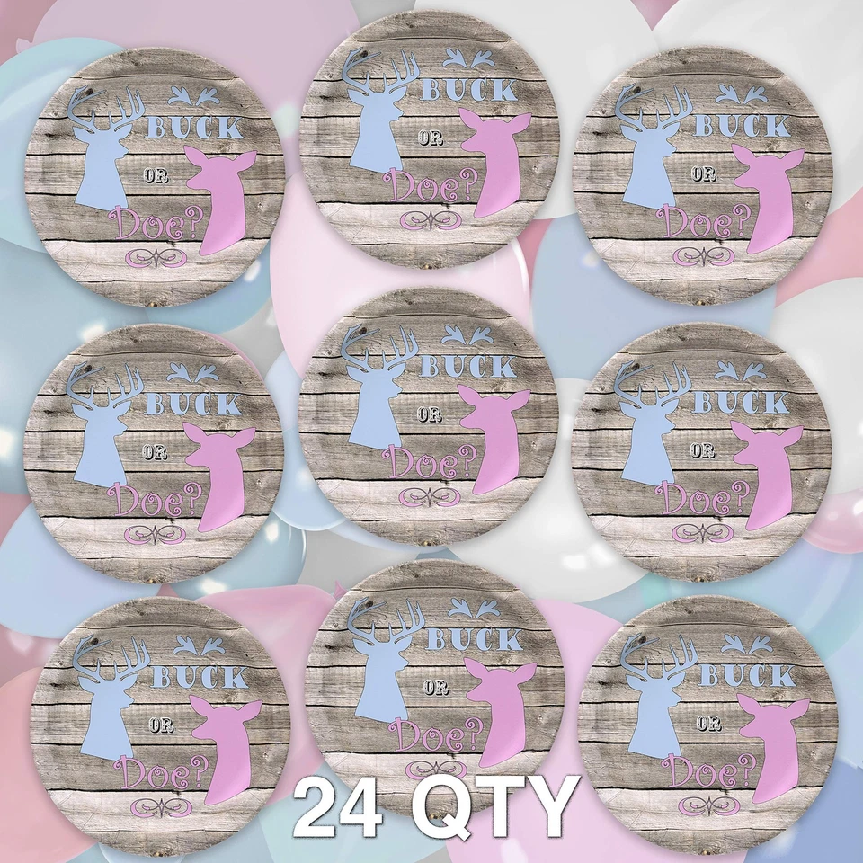 巴克还是多伊? 9 英寸盘子(24 件)! 圆形纸板;性别揭示收藏品... — 第 2/4 张图片