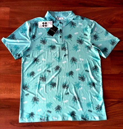 Yatta Golf Shirt Mint Island Living Size XL Tropical Palms 3 button