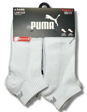 PUMA SOCKS WOMEN'S - LOW CUT 253 - RIBBED WHITE - SHOE SZ 5-9.5 -PACK 6