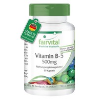 Vitamin B5 500 Mg - 60 Kapseln PantothensäUre - Hochdosiert - Vegan | Fairvital