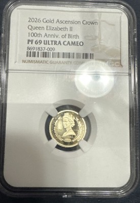 2026 Gold Ascension Crown Queen Elizabeth II 100th Anniv. NGC PF 2026 Gold Ascension Crown Queen Elizabeth II 100th Anniv. NGC PF