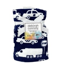 NEW Deborah Connolly Set of 2 Hand Towels Emergency Vehicles Blue Terry Velour