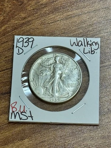 1939 D Walking Liberty Silver Half Dollar BU Uncirculated MS+ US Coin (Raw18138)