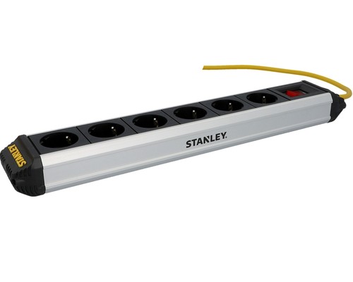 Stanley ALU Mehrfachstecker 6-Fach mit Schalter IP20 3m Kabel Steckdosenleiste - Afbeelding 2 van 10