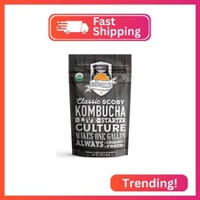 Fermentaholics ORGANIC Kombucha SCOBY With Twelve Ounces of Starter Tea - Live S