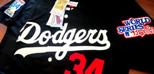 RARE C LA DODGERS #34 Fernando Valenzuela Stitched DUAL PATCHES STITCHED Jersey