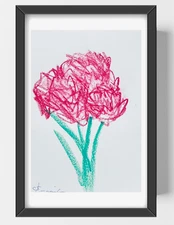 GUAJARDO Original Expressionism Carnations 9X6 Paper Signed Art