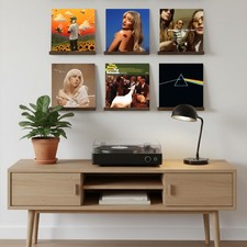 Espresso Wood Vinyl Record Shelf Wall Mount LP Album Storage Display 6 PCS