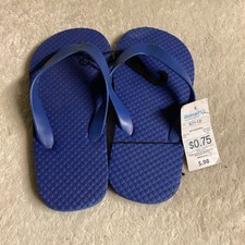 Flip Flops Youth Sz S 11-12 Blue New Shower Shoes