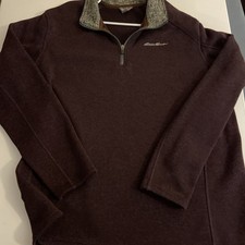 Eddie Bauer Sweater Men's Size 2XL Fleece 1/4 Zip Pullover - Green